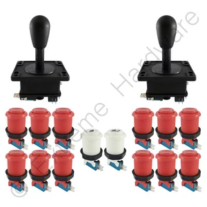 Kit de Control Arcade para 2 Jugadores 2 Joysticks Bat Top 14 Botones Rojo JAMMA MAME Pi - Imagen 1 de 1
