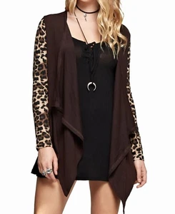 GeeGee Women's Wool Blend Leopard Print Open Front Cardigan Sweaters - Picture 1 of 8