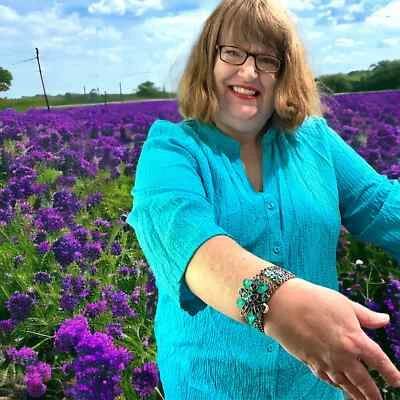 Brazalete Turquesa Floral Estrás 2.25" ¡Pulsera! Foto 1 de 4