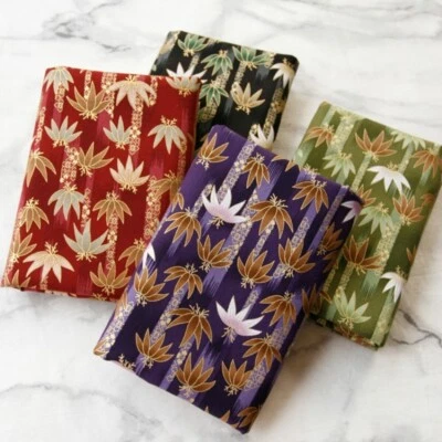 Floral Japanese Cotton Fabric Maple Leaf Retro DIY Kimono Yukata Curtain Crafts - Image 1 of 4