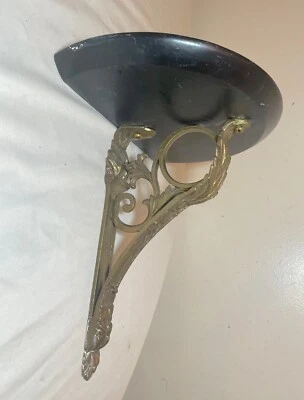 prateleira de arandela de parede vintage ornamentada estilo vitoriano latão e mármore falso preto 2 - Imagem 1 de 4