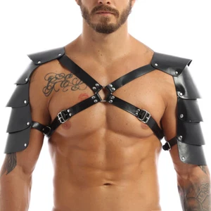 Mens Adjustable PU Leather Body Chest Half Harness Belt Buckle Strap Club AU - Picture 1 of 96