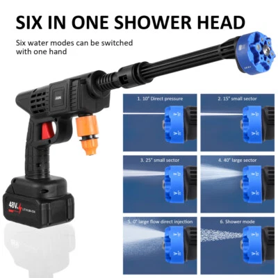 2Battery Car Washer Cordless High Pressure Jet Portable Water Cleaner Gun 220V