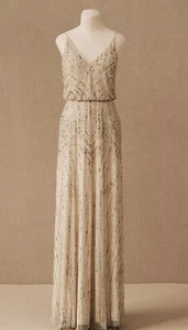 Anthropologie x BHLDN $300 Fidelia Beaded Deco Gown Dress Size 4 - Picture 1 of 8
