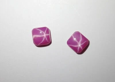 Opaque Star Ruby Square 6x6 mm Cabochon 6 Rayed Lab-created Stone 2 pieces Lot - Image 1 of 4