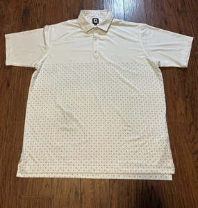 FJ FootJoy White Palm Trees Performance Golf Short Sleeve Polo Shirt Men's 2XL - Picture 1 of 8