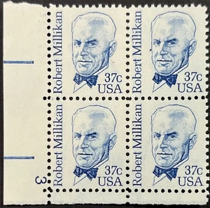 US Scott #1866, 37c Robert Millikan P.B. of 4 Dull Gum, Overall Tagging, VF, MNH - Picture 1 of 2