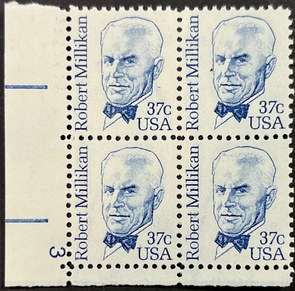 US Scott #1866, 37c Robert Millikan P.B. of 4 Dull Gum, Overall Tagging, VF, MNH - Image 1 of 2