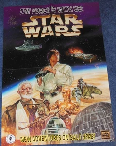 PÓSTER DE STAR WARS~PROMOCIÓN DE CÓMICS DE DARK HORSE~FIRMADO DAVE DORMAN~ORIGINAL~EN MUY BUEN ESTADO~1997 - Imagen 1 de 4
