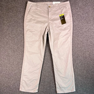 ANA Khaki Pants Womens 10 Beige Girlfriend Slim Chino Stretch 33x26 NEW w/ STAIN - Image 1 of 4