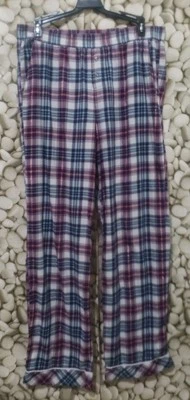 Pantalones de pijama Victoria’s Secret medianos largos a cuadros púrpura azul plata bolsillos Foto 1 de 4