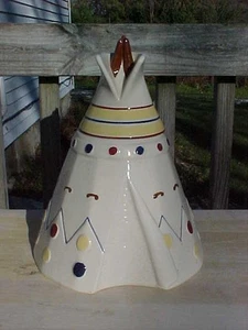 Abingdon Pottery 1949 Wigwam Teepee Cookie Jar # 665 With Original Paper Label - Picture 1 of 1