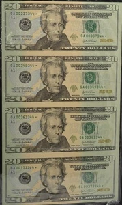 Uncut Sheet Of 4 2004 A $20 Star Notes In A World Reserve Folder - Picture 1 of 3
