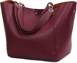 Pahajim Purses and Handbags for Women Large Capacity Work Tote Bag PU Fuchsia - Picture 1 of 7