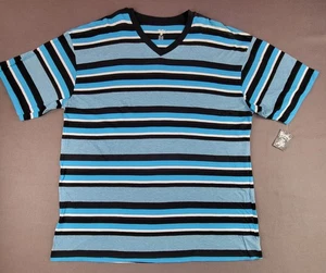Blue Gear Men's 5XL Blue/black Striped V-neck T-shirt Short-sleeve - Picture 1 of 9