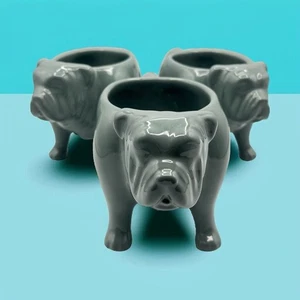 Jarrón maceta taza Bulldog inglés gris cerámica Fishs Eddy NYC 10 OZ (juego de 3) - Imagen 1 de 21