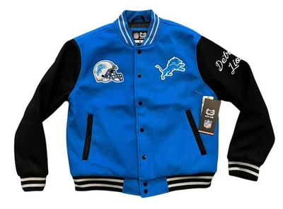 Detroit Lions Retro Wool Honolulu Blue & Black Varsity Jacket Men’s Medium NWT - Image 1 of 4
