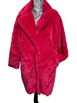 Stoosh Women’s Medium Faux Fur Coat Magenta NEW - Image 1 of 4