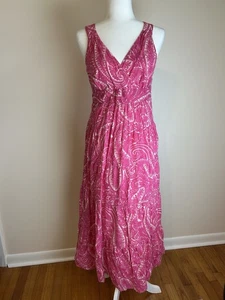 Talbots 8 Petite Maxi Dress Pink Paisley Sun Fairy Garden Party Event Cottage - Picture 1 of 4