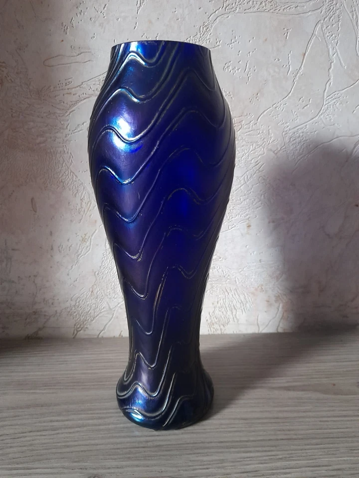 ancien vase en verre irisé Pallme konig autriche époque art nouveau 1900 - Photo 1/4