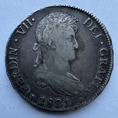 BOLIVIA 1821 PTS PJ 8 REALES SILVER COIN KM# 84 1821 BOLIVIA 8R - Image 1 of 2