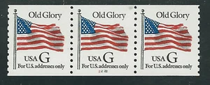 Scott #2889...(32) Cent... "G" Old Glory...Plate # Strip of 3 - Picture 1 of 1