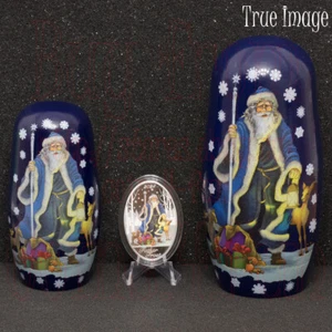 2024 Father Frost - $5 Fine Silver Proof Matryoshka Oval Coin - Solomon Islands - Bild 1 von 5