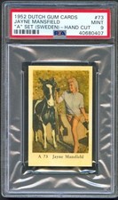 1952 Dutch Gum Card A Set #73 JAYNE MANSFIELD Actress with Horse PSA 9 MINT
