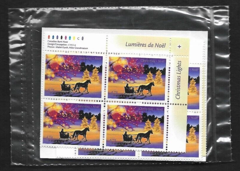 pk00776:Stamps-Canada PO Pack #1922 Christmas Lights 47 cent Plate Block Set-MNH - Image 1 of 1