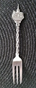 Antique Scandinavian Domkirken Trondheim Silver Souvenir Olive Fork by Plett - Picture 1 of 3