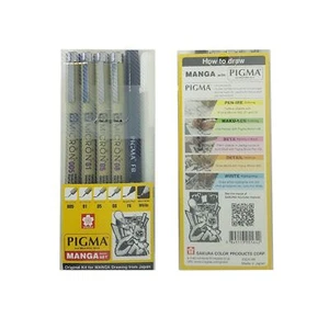 Sakura Pigma Micron Manga Basic Set - Pack of 6 Pens | Arts Craft Drawing Pen - Picture 1 of 1