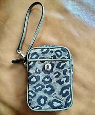 New listing
		Coach Silver Animal Print Canvas With Gray Trim Wristlet Phone Case Small bag