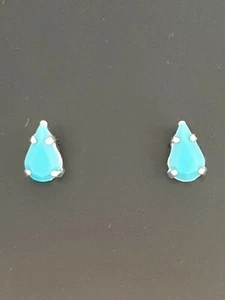 Gorgeous Small Teardrop Stud Earrings using Swarovski Turquoise. Made in UK - Picture 1 of 4