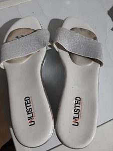 womens unlisted kenneth cole Silver sparkle band wedge heels shoes size 10 - Picture 1 of 7