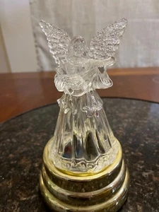 8 INCH ACRYLIC LIGHTED ANGEL MUSIC BOX - Picture 1 of 3