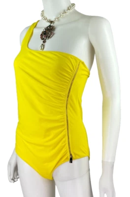 Versace Collection NWT 8 US 46 IT M Yellow One Piece Medusa Swimsuit Zip Runway - Image 1 of 4
