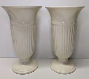 Set of Two Wedgwood Cream White Edme 9" Vases England Etruria & Barlaston - Picture 1 of 15