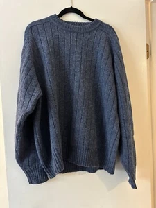 Garret Scott Shetland Wool Sweater Adult XL Blue Ribbed Crew Neck Mens - Cozy - Picture 1 of 5