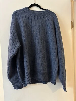 Suéter de Lana Garret Scott Shetland Adulto XL Azul Acanalado Cuello Redondo Para Hombres - Acogedor Foto 1 de 4