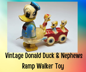 Vintage Hong Kong Toy Ramp Walker-DONALD DUCK With Nephews HEY DEWEY & LOUIE