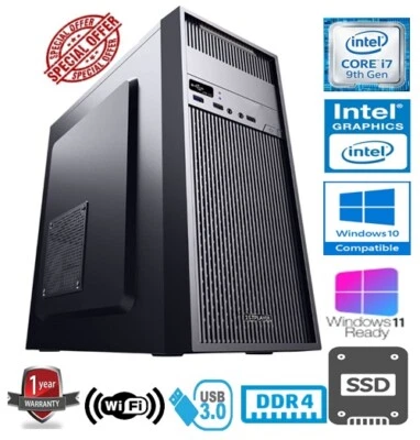 INTEL CORE i7 9700 3.0GHZ / 4.7GHZ 8 CORE 16GB RAM 480GB SSD HOME / BUSINESS PC - Image 1 of 4