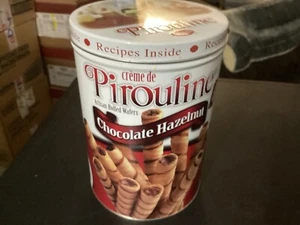 Crème De Pirouline Rolled Waffers Round Metal Advertising Tin 7 1/4" T x 5" Dia. - Picture 1 of 7