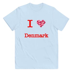 "I Lego (Love) Denmark" Youth jersey t-shirt Funny Fan Art Danmark Heart - Picture 1 of 5