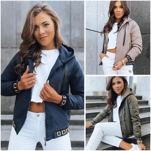 Damen Bomberjacke Übergangsjacke Mit Kapuze Kurz Jacke Glatt Zipp DSTREET S-XL - Bild 1 von 34