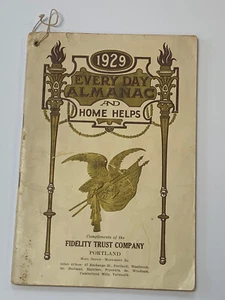 Antique 1929 Every Day Almanac and Home Helps Fidelity Trust Co. Portland, Maine - Picture 1 of 10