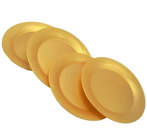 Tupperware Open House Set of 4 Dessert Plates 8" Round Shiny Gold Color New - Picture 1 of 1