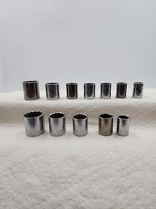 Craftsman 3/8" Drive Metric & SAE Shallow Socket 12 Piece Lot 12 point Sockets - Picture 1 of 15