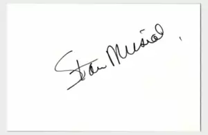 STAN MUSIAL Autograph HOF Cardinals Signed 4x6 Index Card Authentic AUTO LOA JSA - Picture 1 of 2