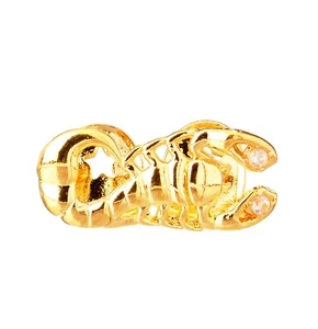 Parrilla para hombre Hip Hop Scorpion dos dientes chapada en oro 14K CGS - Imagen 1 de 3