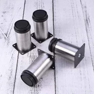 4pcs Stainless Steel Kitchen Adjustable Feet Round Furniture Legs (Silver) - Picture 1 of 12